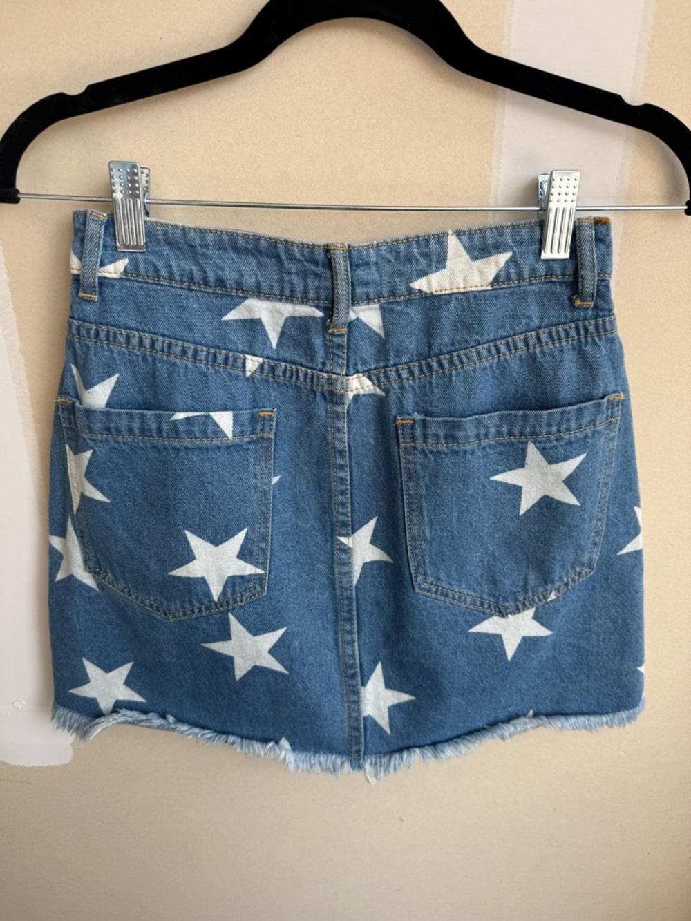 Altar'd State Blue Star-Print Zip-Front Denim Mini Skirt - Picture 3 of 3